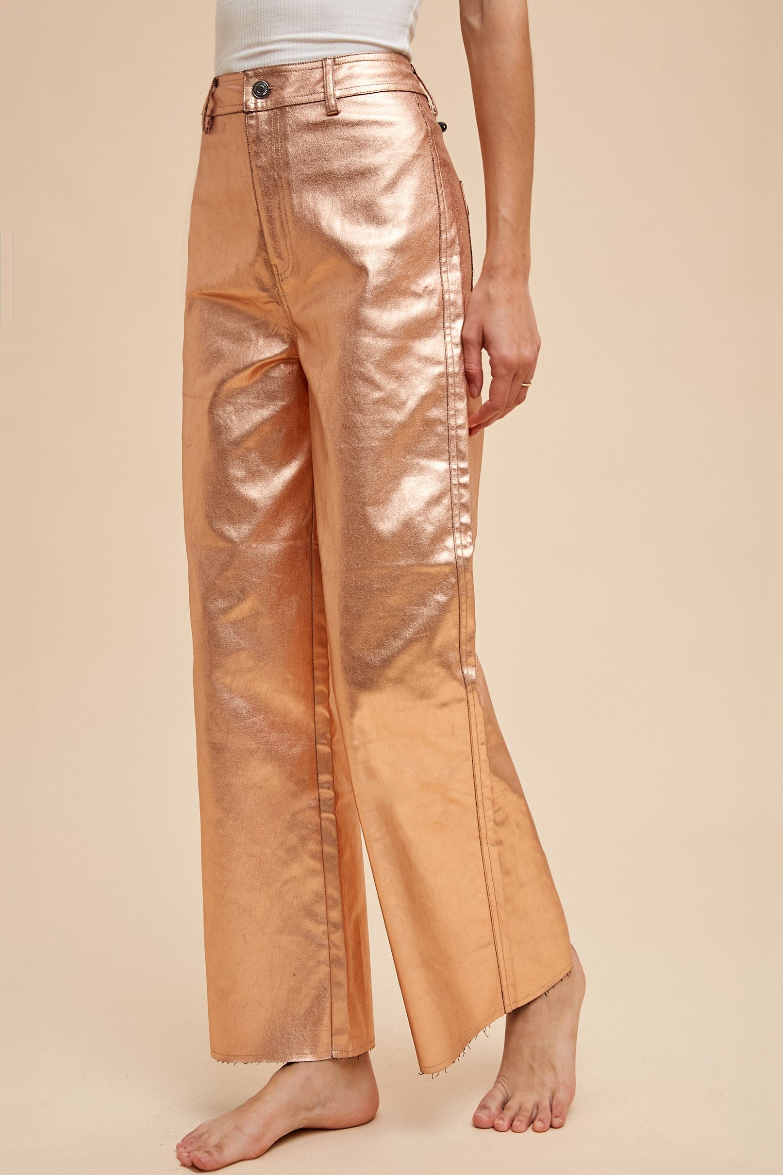 Rose gold wide leg pants best sale